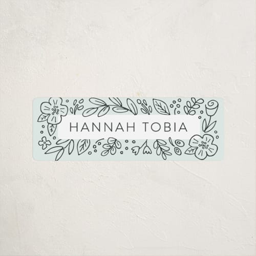 This is a mint name labels with standard by Hooray Creative called doodle frame printing on waterproof sticker paper in sticker