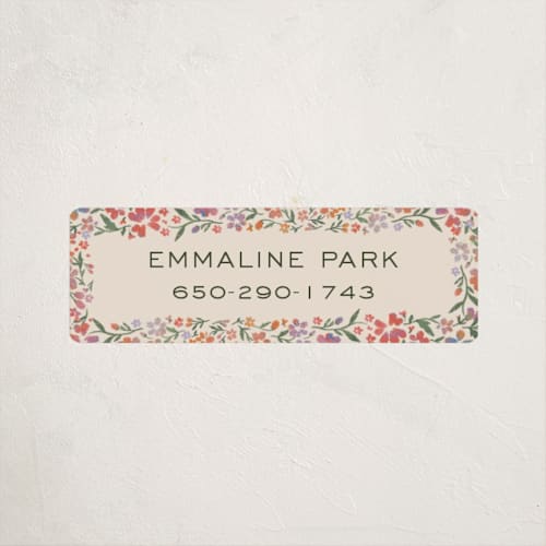 This is a confetti name labels with standard by 2birdstone called wildflowers printing on waterproof sticker paper in sticker