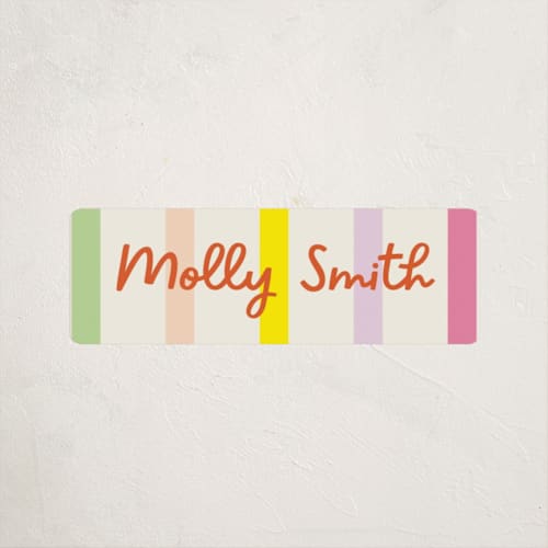 This is a candy name labels with standard by Baumbirdy called bright stripes printing on waterproof sticker paper in sticker