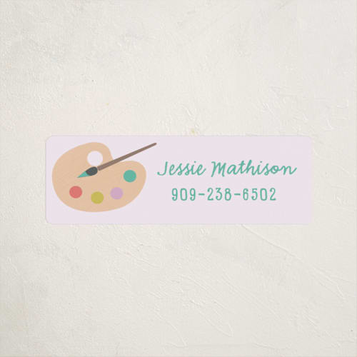 This is a lilac name labels with standard by Annie Holmquist called artsy printing on waterproof sticker paper in sticker
