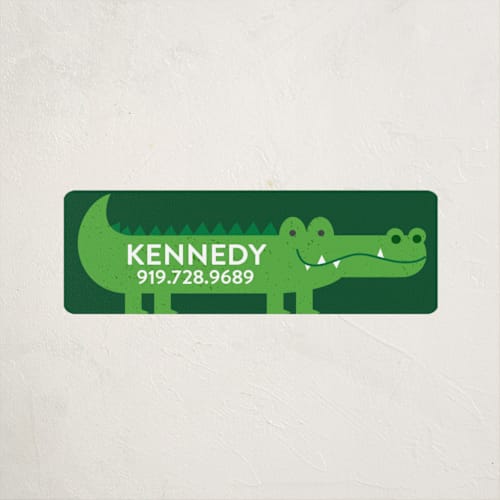 This is a forest name labels with standard by Jessica Ogden called alligator printing on waterproof sticker paper in sticker