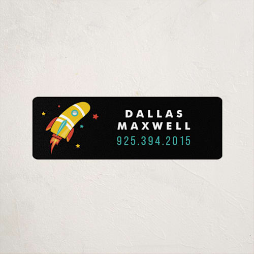 This is a space name labels with standard by chocomocacino called rocket blast printing on waterproof sticker paper in sticker