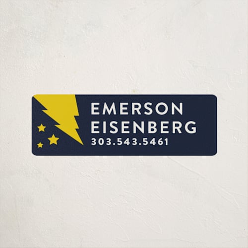 This is a midnight name labels with standard by Olivia Raufman called flash printing on waterproof sticker paper in sticker