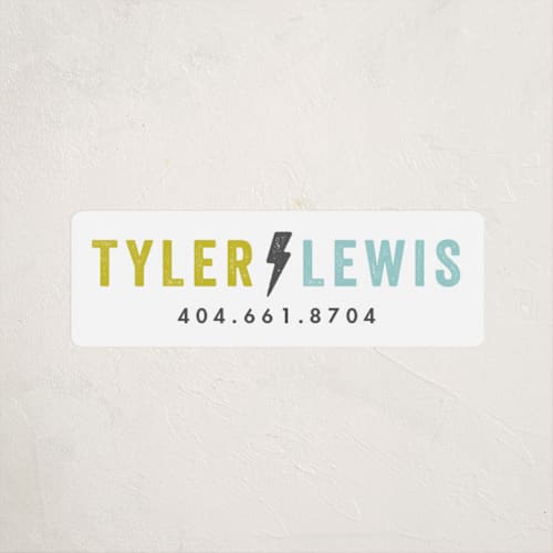 This is a lime name labels with standard by Stacey Meacham called lightning strike printing on waterproof sticker paper in sticker