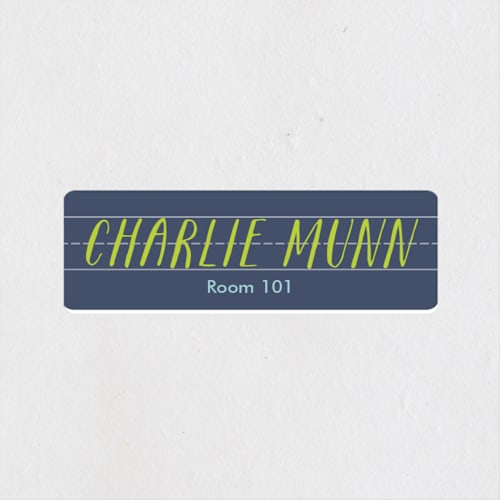 This is a demin name labels with standard by Abby Munn called write in the lines printing on waterproof sticker paper in sticker