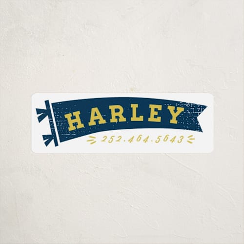 This is a banana name labels with standard by Shiny Penny Studio called all star pennant printing on waterproof sticker paper in sticker