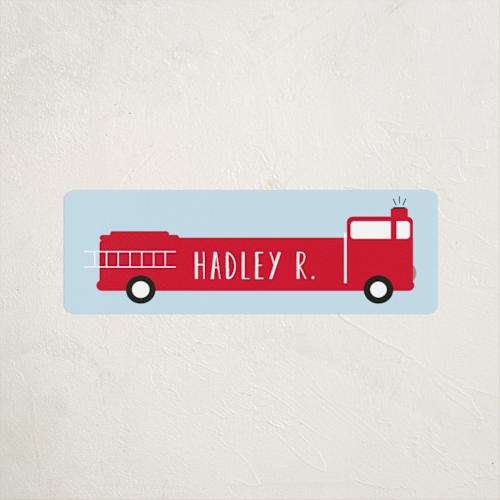 This is a clear sky name labels with standard by Dea and Bean called fire engine name printing on waterproof sticker paper in sticker