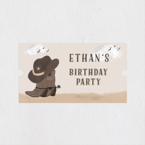 This is a sand kids stickers with standard by Jelena Vuletic called cowboy party printing on uncoated sticker paper in sticker