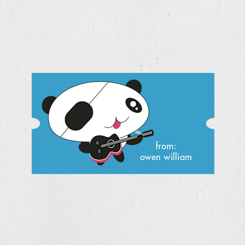 This is a baby blue custom stickers with standard by W.Fukuyama called rockers printing on uncoated sticker paper in sticker