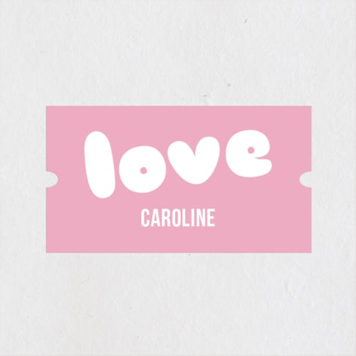 This is a bubblegum custom stickers with standard by Catherine Lalonde called love love love printing on uncoated sticker paper in sticker