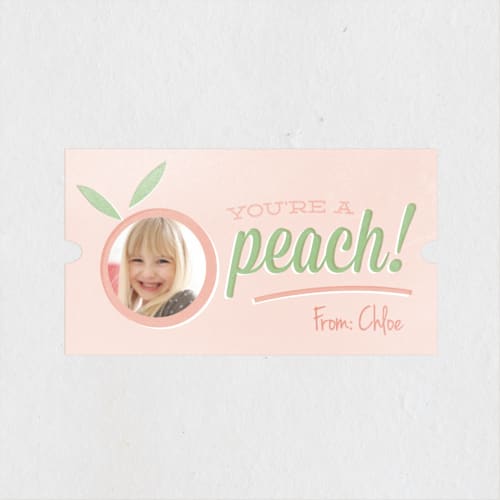 This is a peach custom stickers with standard by Chryssi Tsoupanarias called you're a peach printing on uncoated sticker paper in sticker