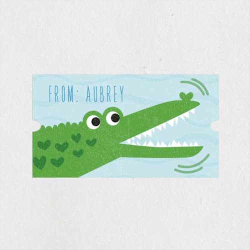 This is a alligator custom stickers with standard by Chelsey Scott called snappy alligator printing on uncoated sticker paper in sticker