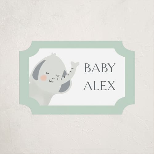 This is a mint baby shower favor labels with standard by Christy Hy Lee called jungle animals printing on uncoated sticker paper in sticker