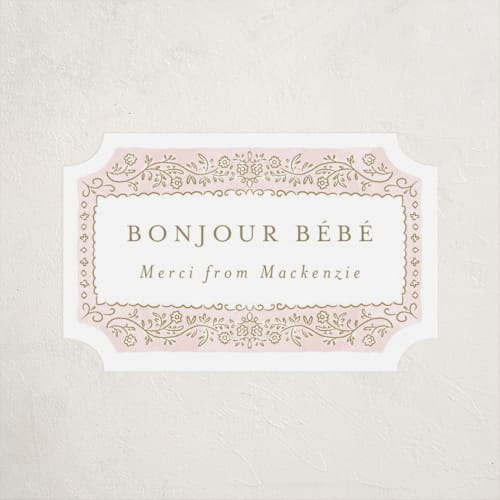 This is a cotton candy baby shower favor labels with standard by Jenna Holcomb called bebe printing on uncoated sticker paper in sticker
