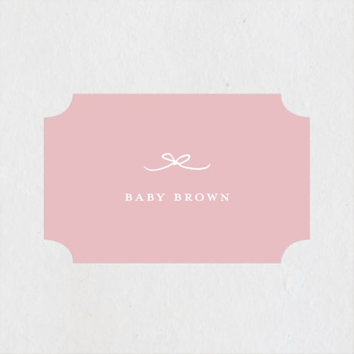 This is a blush baby shower favor labels with standard by Buddy Creative called tiny bow printing on uncoated sticker paper in sticker