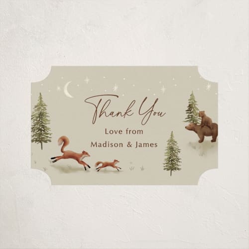This is a olive baby shower favor labels with standard by Elly called forest adventure printing on uncoated sticker paper in sticker