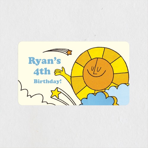 This is a summer kids stickers with standard by Morgan Ramberg called birthday groove printing on uncoated sticker paper in sticker