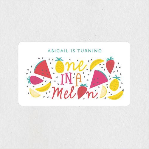 This is a honey drew kids stickers with standard by Bethany Anderson called one in a melon printing on uncoated sticker paper in sticker