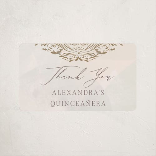 This is a cream kids stickers with standard by Nicoletta Savod called quinceañera elegance printing on uncoated sticker paper in sticker
