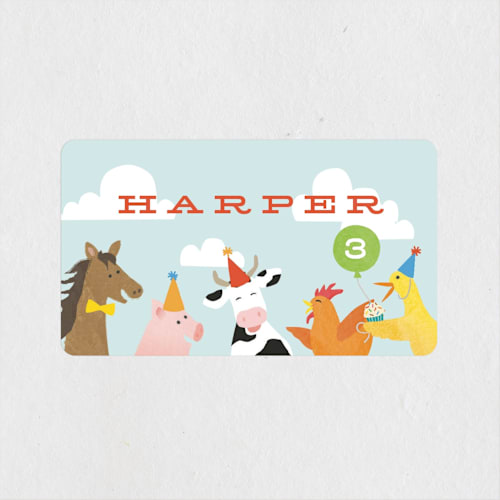 This is a robin’s egg kids stickers with standard by Jennifer Wick called farm animal friends printing on uncoated sticker paper in sticker