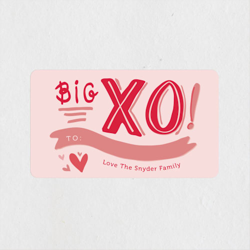 This is a petal custom stickers with standard by Melissa Egan of Pistols called big xo printing on uncoated sticker paper in sticker