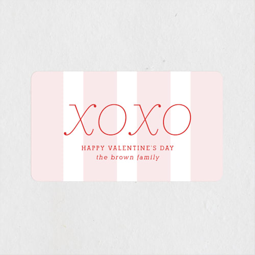 This is a ruby red custom stickers with standard by Lauren Chism called xoxo printing on uncoated sticker paper in sticker