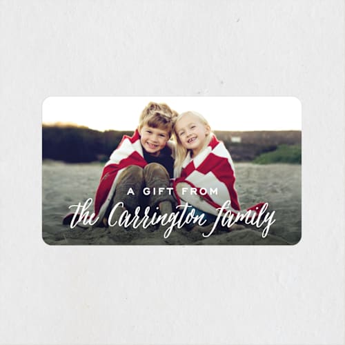 This is a snow custom stickers with standard by Hooray Creative called family gift printing on uncoated sticker paper in sticker