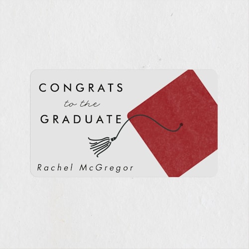 This is a crimson graduation stickers with standard by Catherine Culvenor called shimmering tassel printing on uncoated sticker paper in sticker