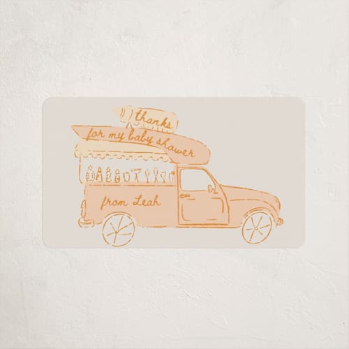 This is a apricot baby shower favor labels with standard by Gwen Bedat called milk truck printing on uncoated sticker paper in sticker