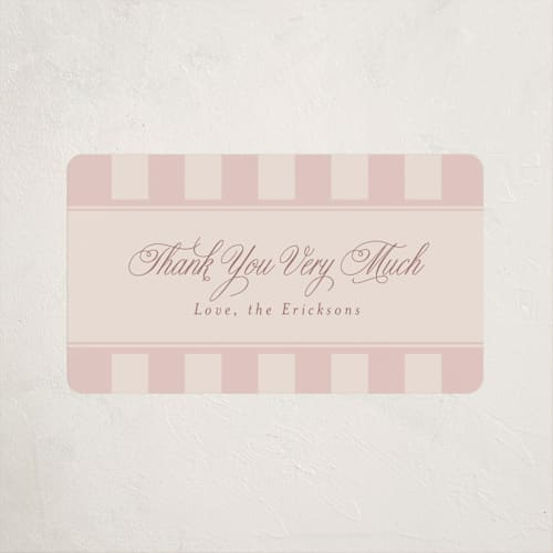 This is a rosebud baby shower favor labels with standard by Stephanie Hawkes called on board printing on uncoated sticker paper in sticker