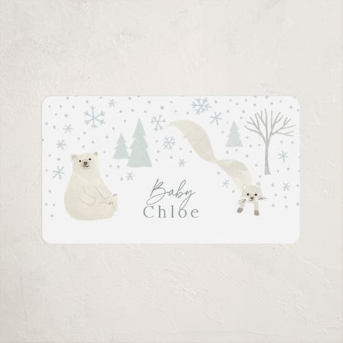 This is a seafoam baby shower favor labels with standard by Jennifer Wick called arctic friends printing on uncoated sticker paper in sticker