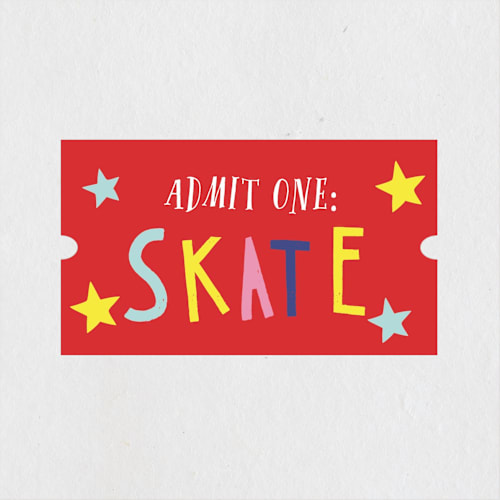 This is a ruby kids stickers with standard by Krista Messer called skate date printing on uncoated sticker paper in sticker