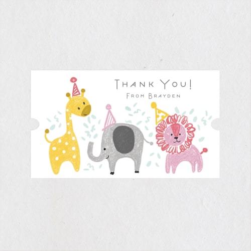This is a zoo kids stickers with standard by Sara Berrenson called jungle party animals printing on uncoated sticker paper in sticker