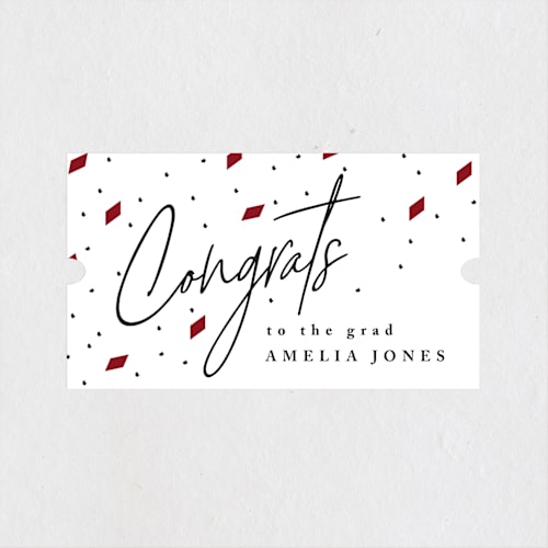 This is a cardinal graduation stickers with standard by Owl and Toad called written out printing on uncoated sticker paper in sticker