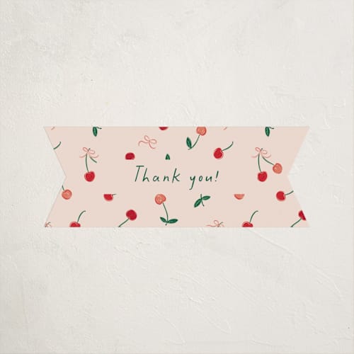This is a cherry pie baby shower favor labels with standard by Erin German called cherry sweet printing on uncoated sticker paper in sticker
