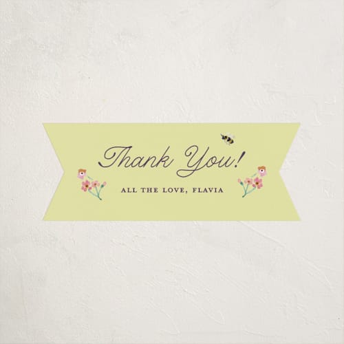 This is a citrus baby shower favor labels with standard by Pati Cascino called blooming garden printing on uncoated sticker paper in sticker
