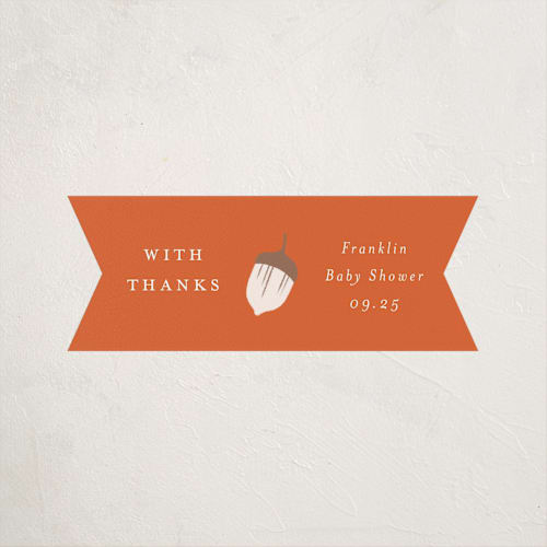This is a auburn baby shower favor labels with standard by Paper Raven Co. called fabled storybook printing on uncoated sticker paper in sticker