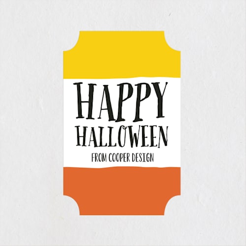 This is a pumpkin custom stickers with standard by Erin Deegan called candy corn too printing on uncoated sticker paper in sticker