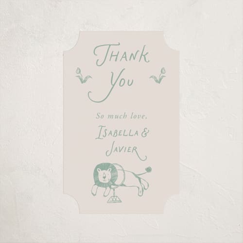 This is a pistachio baby shower favor labels with standard by Kartika Paramita called animal circus toile printing on uncoated sticker paper in sticker