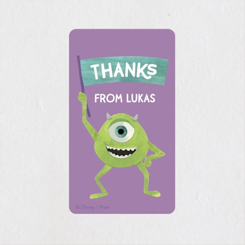 This is a lime slime kids stickers with standard by Sarah Knight called disney and pixar's monster's inc make some noise printing on uncoated sticker paper in sticker