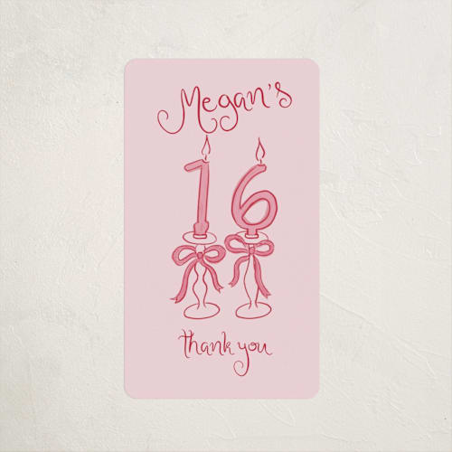 This is a cherry kids stickers with standard by Tamara Hilje called sixteen bow candles printing on uncoated sticker paper in sticker