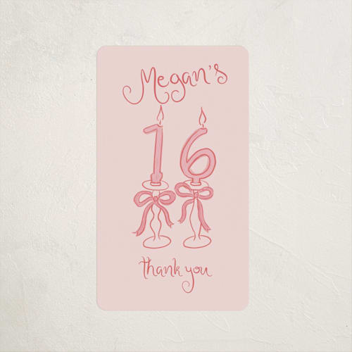 This is a cotton candy kids stickers with standard by Tamara Hilje called sixteen bow candles printing on uncoated sticker paper in sticker