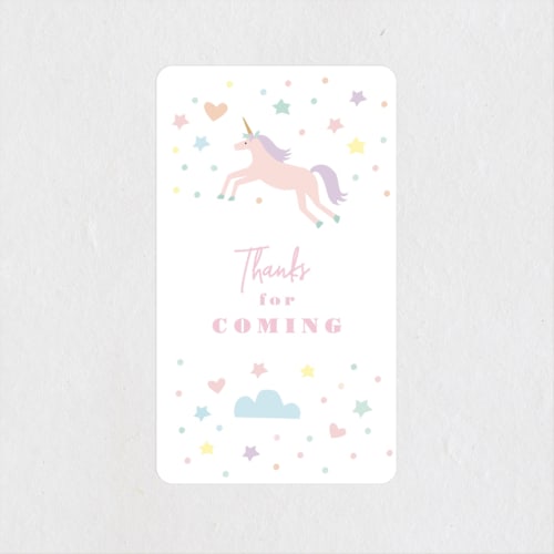 This is a bubblegum kids stickers with standard by Jennifer Wick called unicorn dreams printing on uncoated sticker paper in sticker