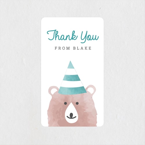 This is a turquoise kids stickers with standard by Kampai Designs called woodland printing on uncoated sticker paper in sticker
