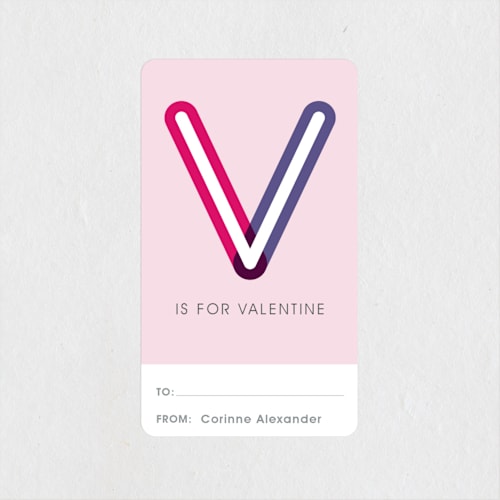 This is a bubblegum custom stickers with standard by Jessica Booth called v is for valentine printing on uncoated sticker paper in sticker
