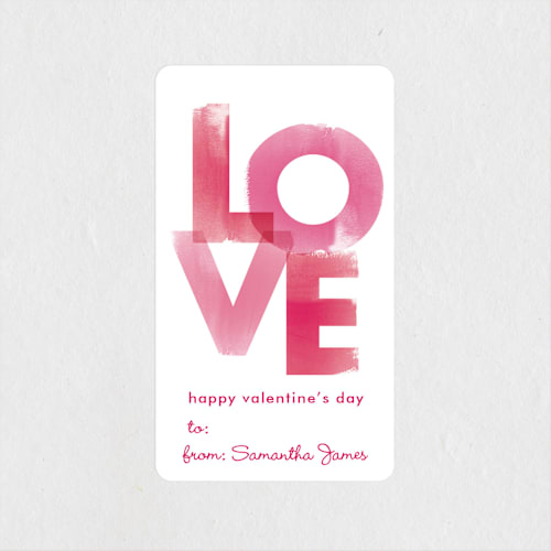 This is a raspberry custom stickers with standard by Robin Ott called watercolor love printing on uncoated sticker paper in sticker