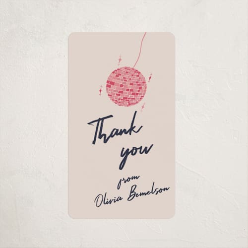 This is a fuchsia graduation stickers with standard by Sarah Rosenthal called sparkle and rhythm celebration printing on uncoated sticker paper in sticker