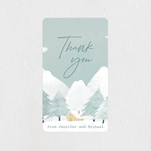 This is a frost baby shower favor labels with standard by Adelyn T. called calm winter printing on uncoated sticker paper in sticker