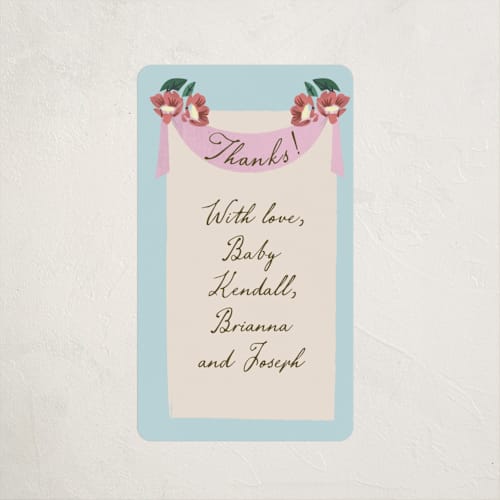 This is a sky baby shower favor labels with standard by Ana de Sousa called house of love printing on uncoated sticker paper in sticker