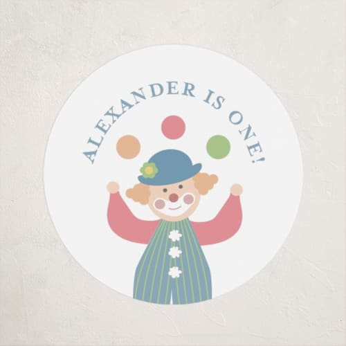 This is a sky kids stickers with standard by Joanna Griffin called step right up printing on uncoated sticker paper in sticker